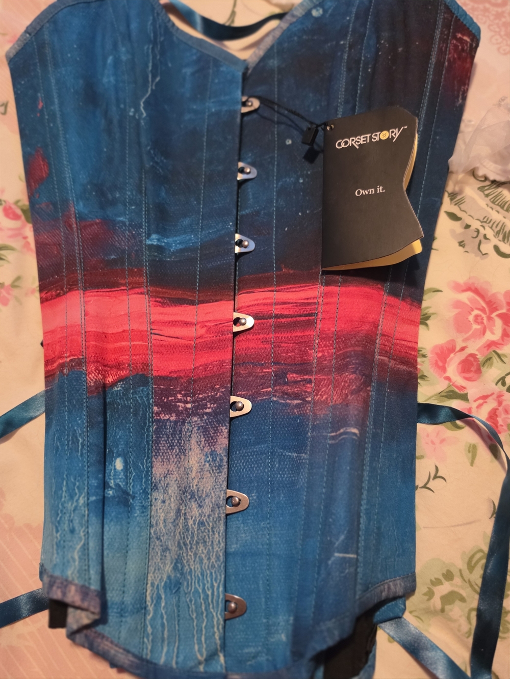 Corset Story Blue & Pink Painted Waist Corset